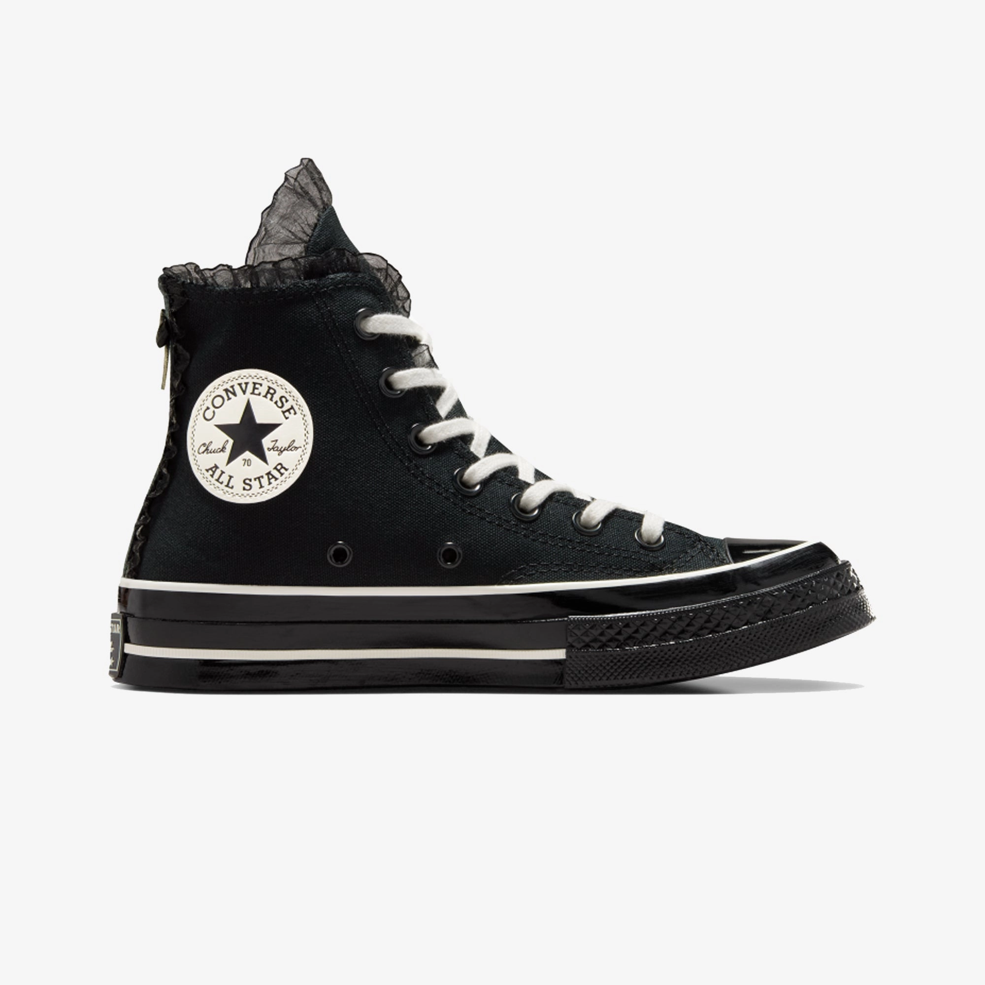 Zip Closure Converse | CHUCK 70 HIGH RUFFLES & BOWS { BLACK