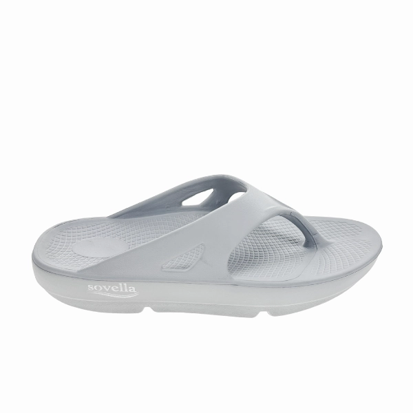 Sovella Women's PF Thong Light Grey Elastic Straps Heel Cushioning