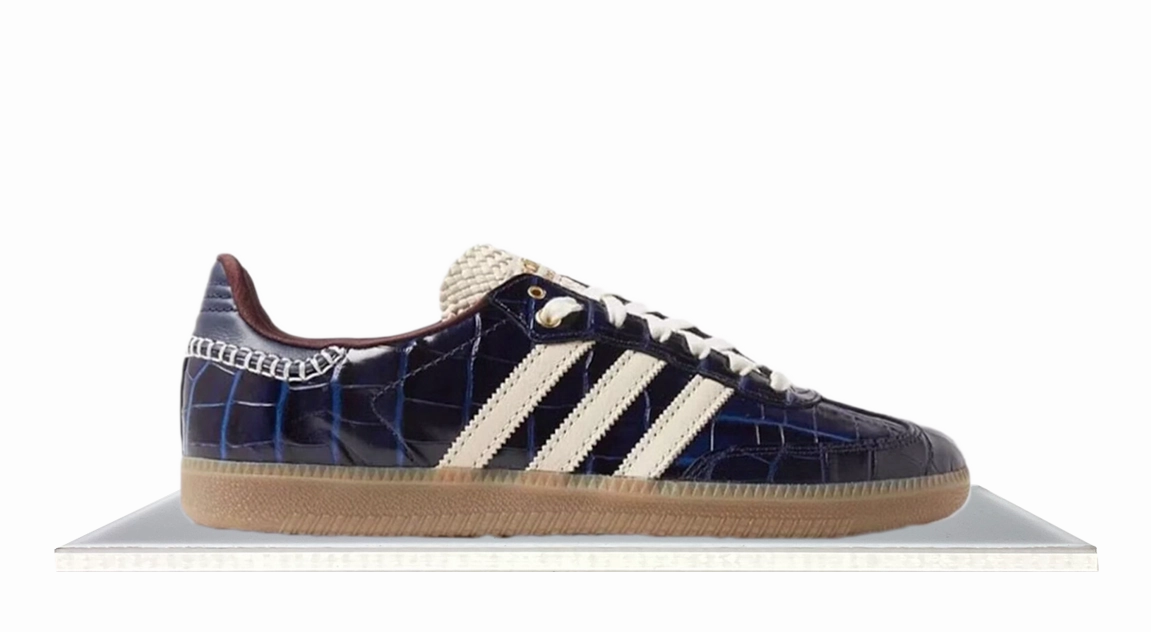 Hand Stitched Details Plain look Adidas Samba Wales Bonner Navy Croc