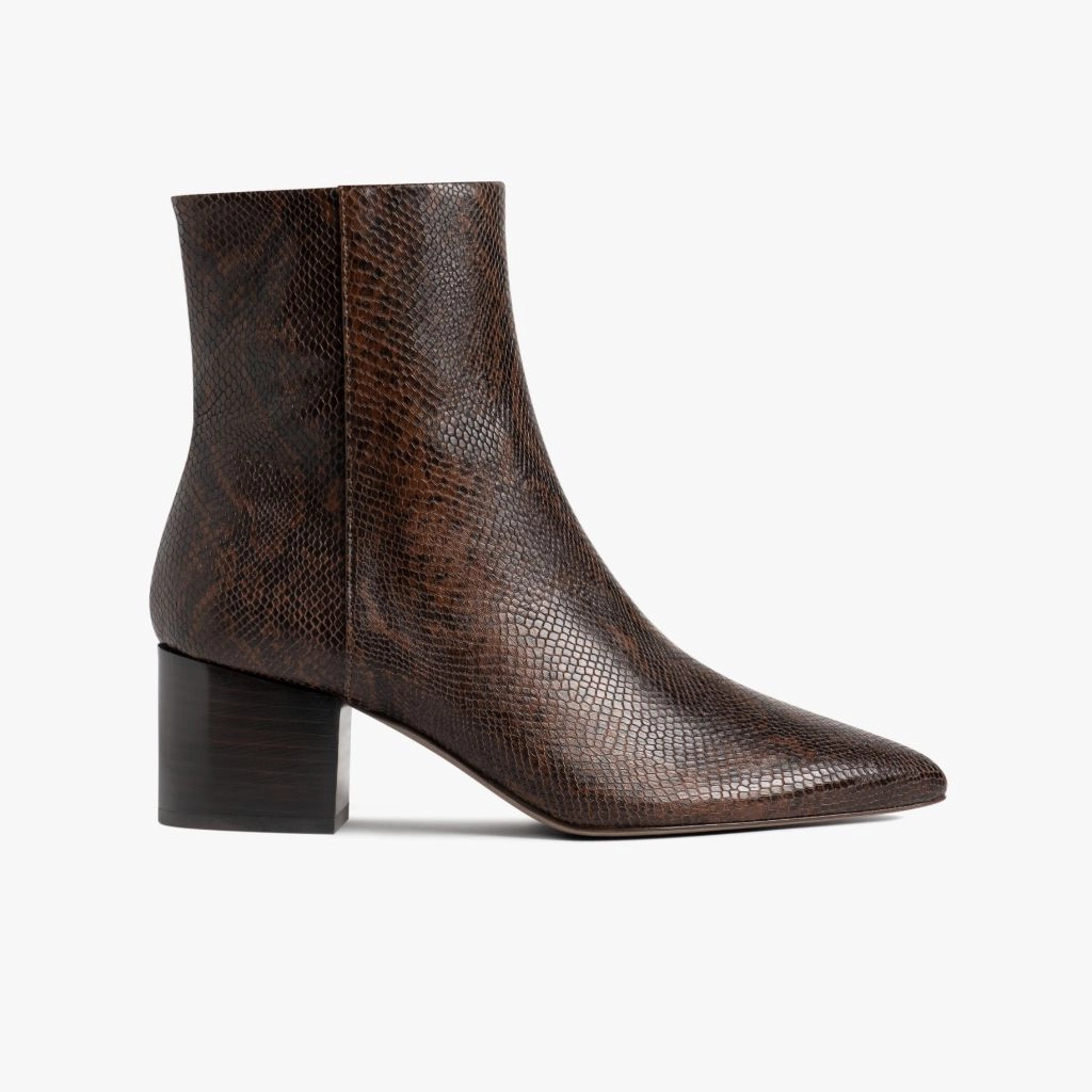 Luna | Chocolate Snake Print Bootie Cut