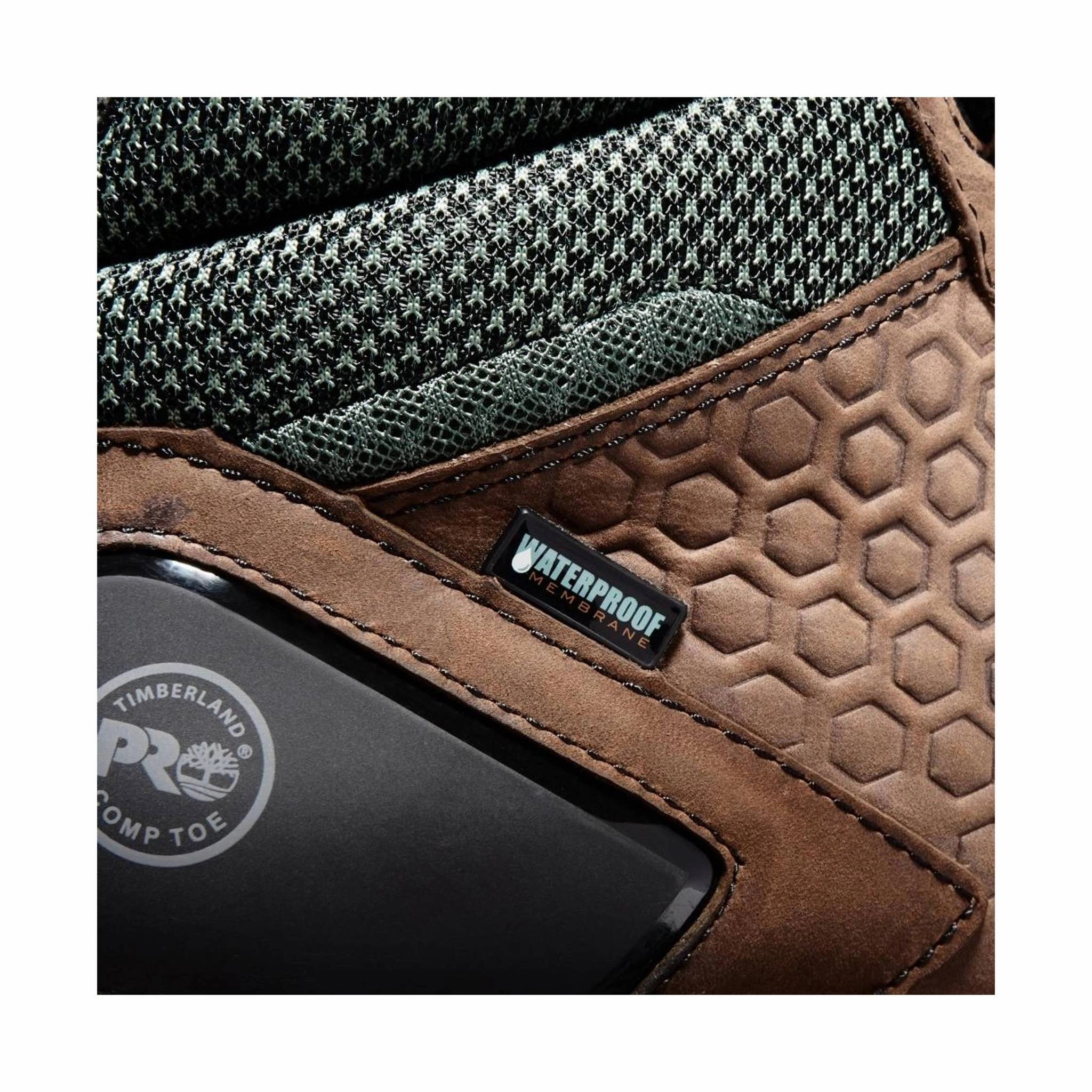 Timberland Pro Men's Reaxion Mid Composite Toe Work Boot - Brown Full-Grain/Green Thermal Core Snowy Path