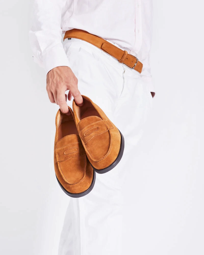 Tobacco Suede Lightweight Penny Loafer Step Out