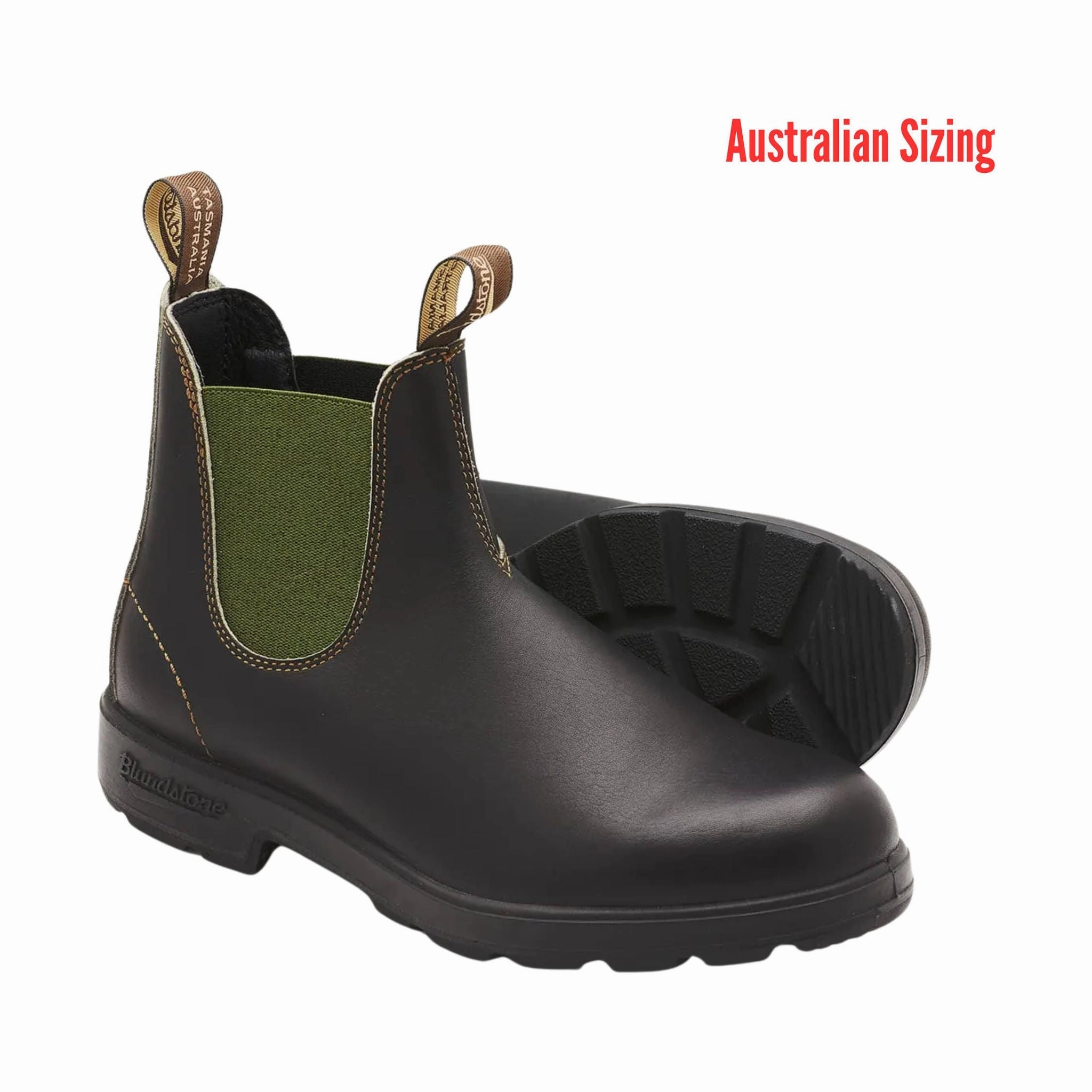 Wedge Heel Seamless Comfort Backcountry Camper Blundstone Original 500 Chelsea Boots - Stout Brown/Olive