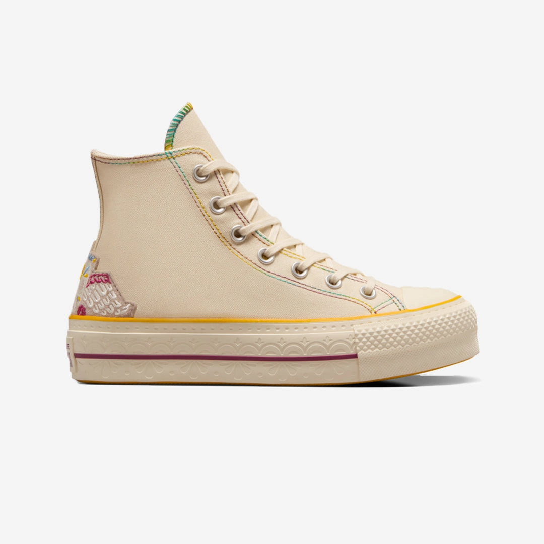 Converse | CHUCK TAYLOR ALL STAR LIFT HI  { NATURAL IVORY/LEGEND BERRY Structured shock absorption Slim breathability