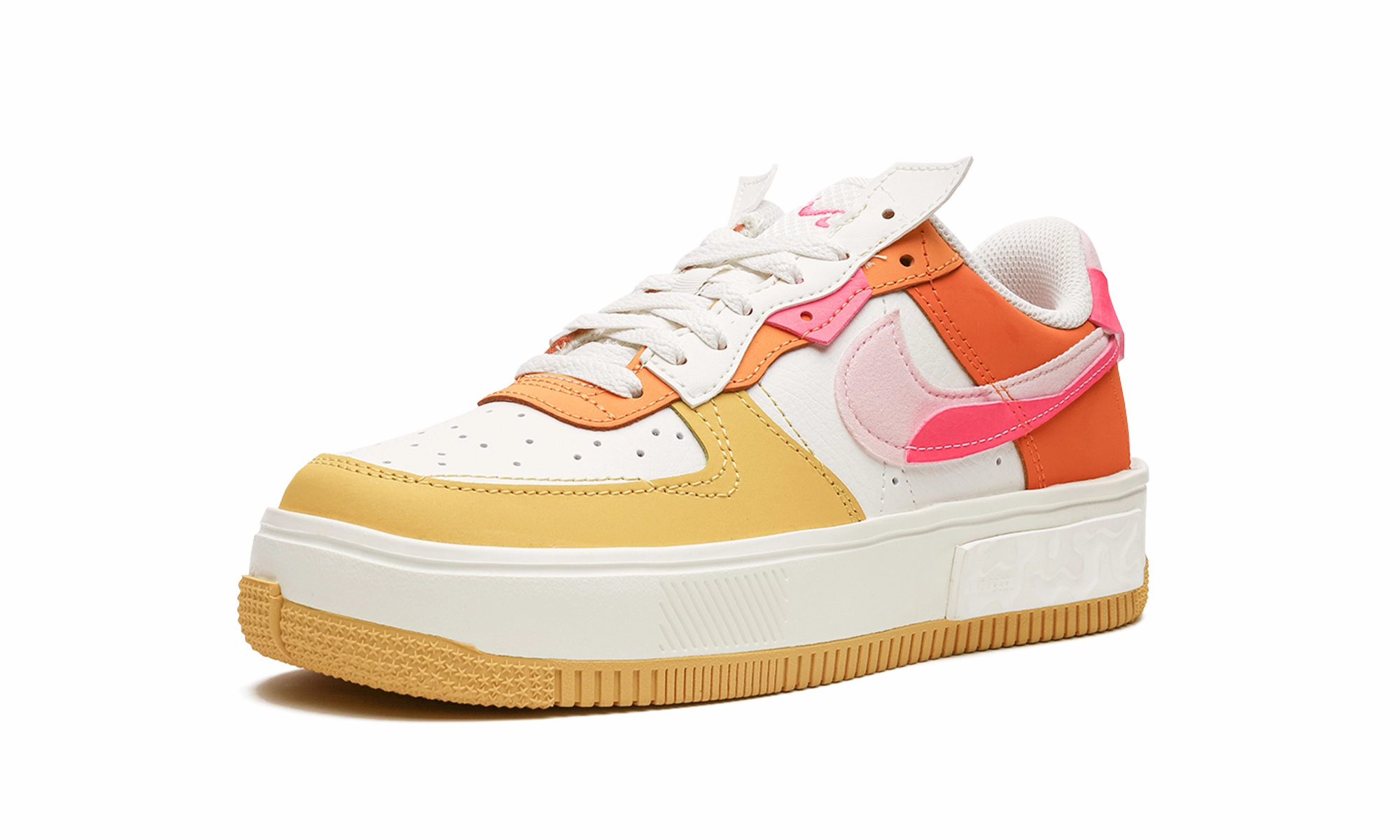 AIR FORCE 1 FONTANKA MNS WMNS "Summit White/Solar Flare/Medium Soft Pink/Hyper Pink" Soft Elastic Collar