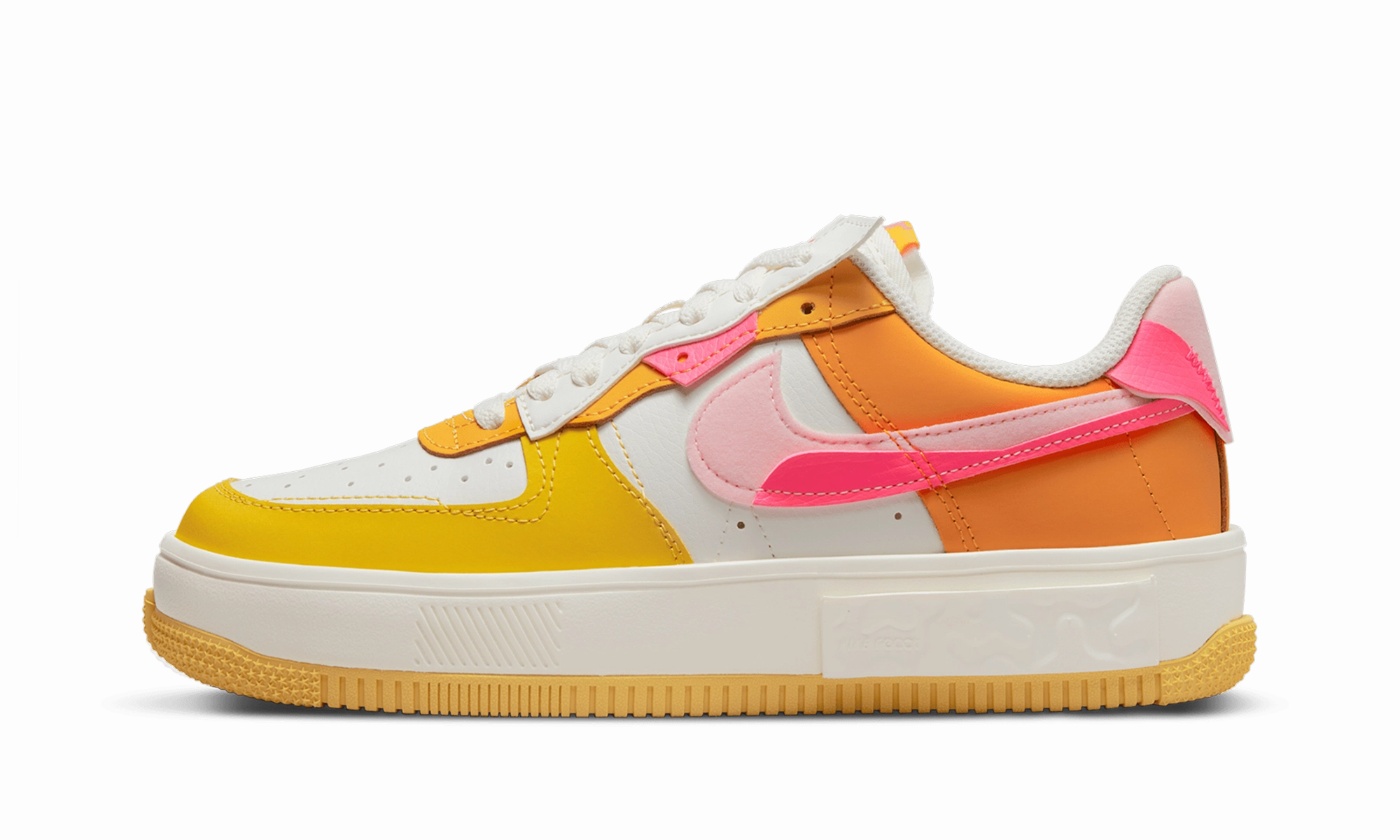 AIR FORCE 1 FONTANKA MNS WMNS "Summit White/Solar Flare/Medium Soft Pink/Hyper Pink" Sand Stroll