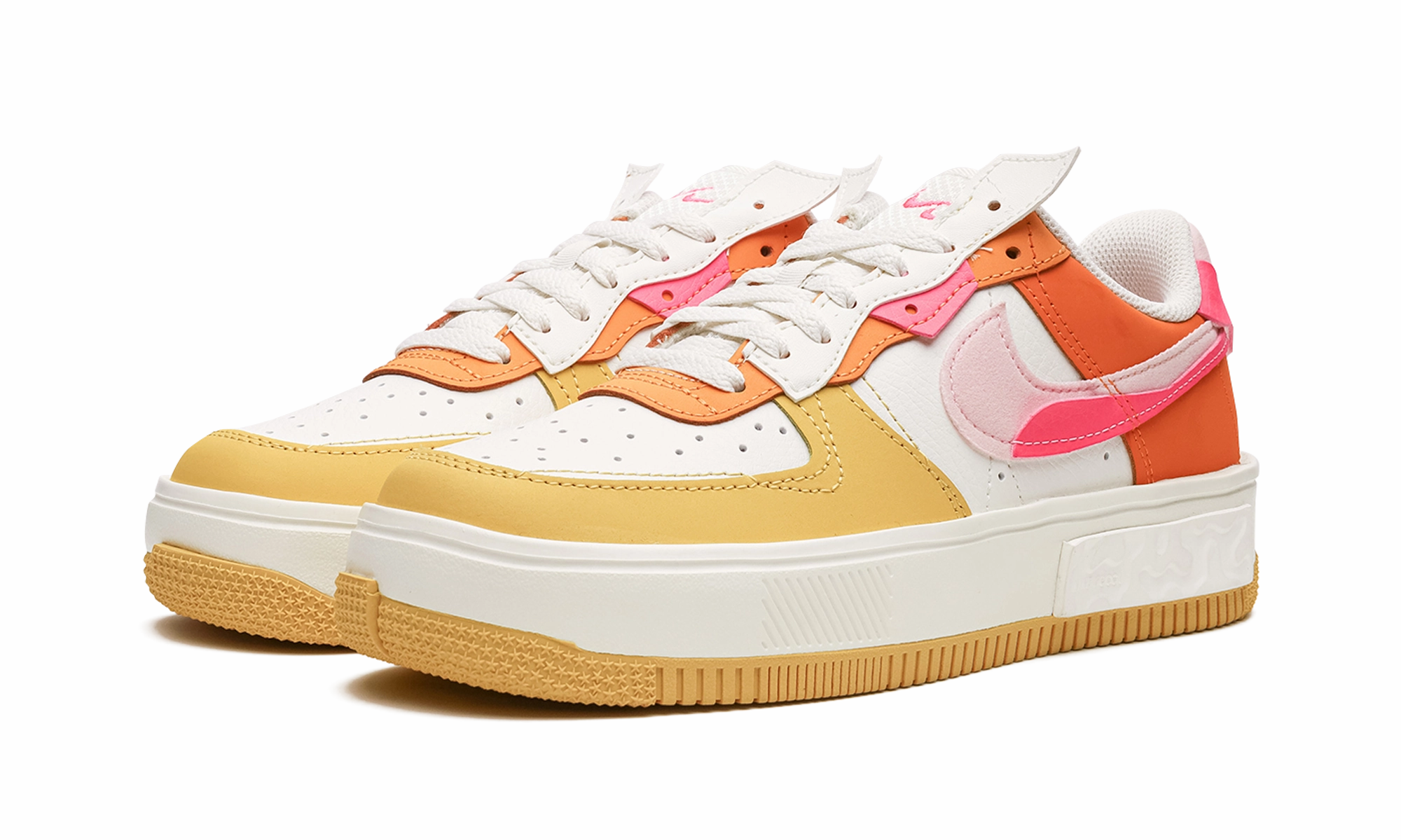 Relaxed Fit Shoes Breathe Comfort AIR FORCE 1 FONTANKA MNS WMNS "Summit White/Solar Flare/Medium Soft Pink/Hyper Pink"