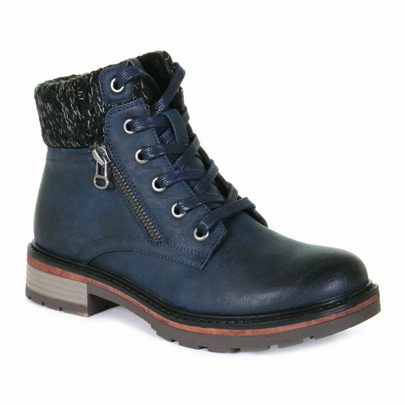 Flexible Comfort Low Profile Silhouette Women's Wanderlust Amy Waterproof Boot - Navy